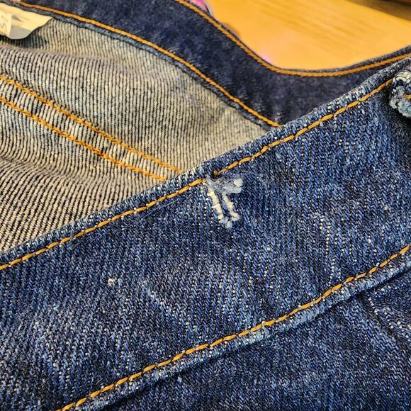 Vintage Gitano Bare Back Denim Midi Skirt Size J8 46" Dark Wash Front Slit 80s - Picture 5 of 9